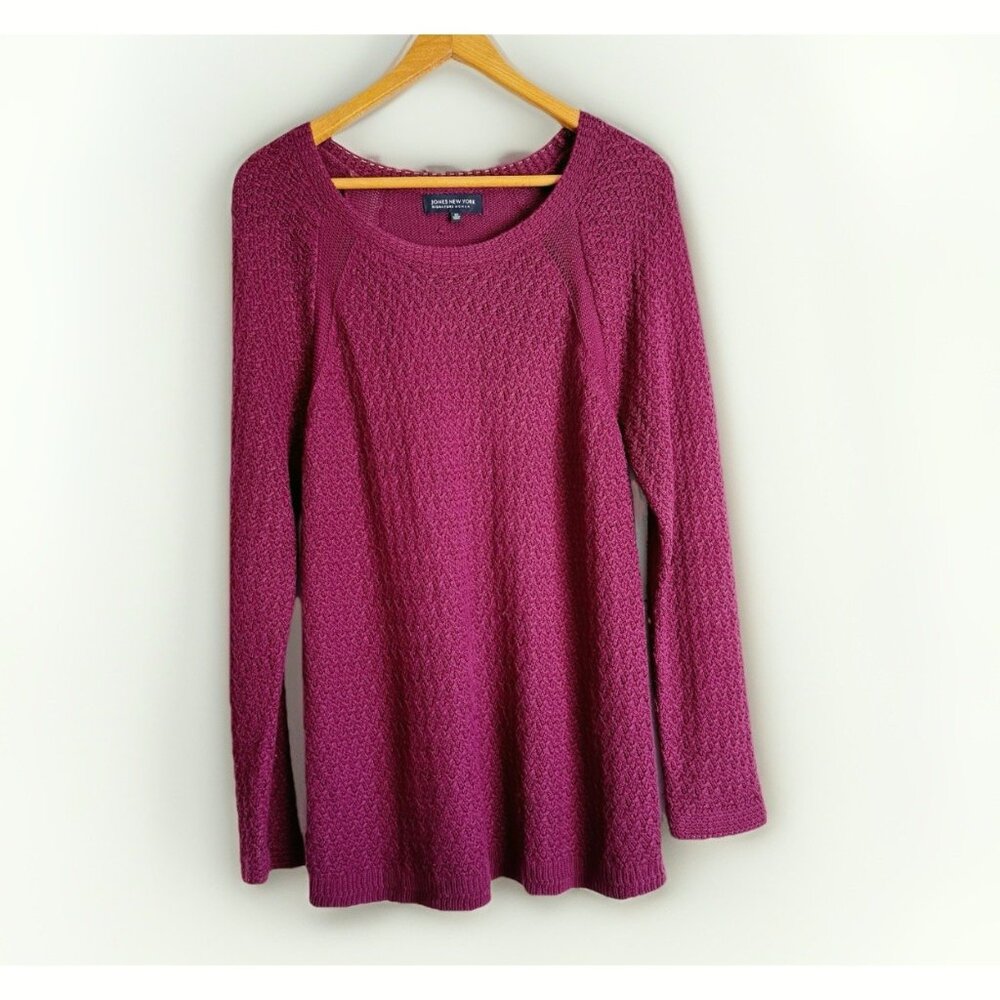 Jones New York Signature Chunky Knit Raglan Sweater Women’s 2X Jewel Tone Purple